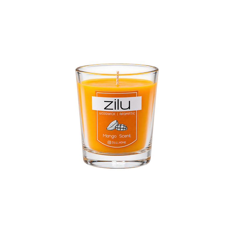 محصول نمونه تستی  شمع لیوانی معطر زیلو مدل شات با رایحه انبه زمان اتمام 20 ساعت